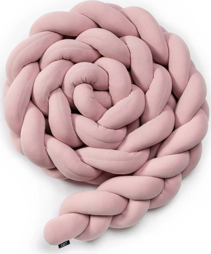 Růžový bavlněný pletený mantinel do postýlky ESECO