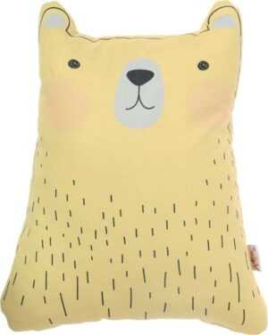 Žlutý dětský polštářek s příměsí bavlny Mike & Co. NEW YORK Pillow Toy Bear Cute
