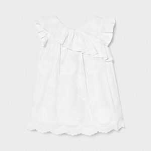 Šaty s výšivkami květin bílé BABY Mayoral velikost: 74 (9 měsíců)