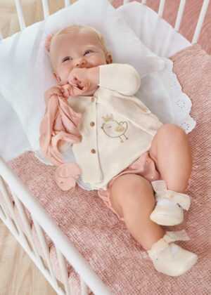 Set tílka a kojeneckých kalhotek PTÁČEK světle růžový NEWBORN Mayoral velikost: 1-2 měsíce