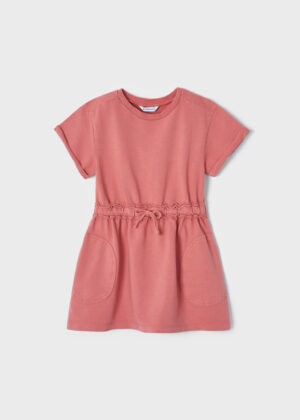 Šaty s krátkým rukávem bavlněné oprané růžové MINI Mayoral velikost: 104