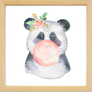 Skleněný obraz ve dřevěném rámu Vavien Artwork Panda
