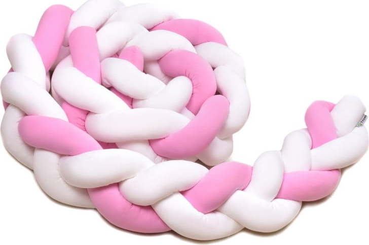 Růžovo-bílý bavlněný pletený mantinel T-TOMI