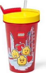 Červený kelímek se žlutým víčkem a brčkem LEGO® Iconic