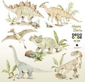 Sada dětských nástěnných samolepek s dinosauřími motivy Dekornik Happy Dino