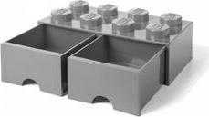 LEGO úložný box 8 s šuplíky - šedá