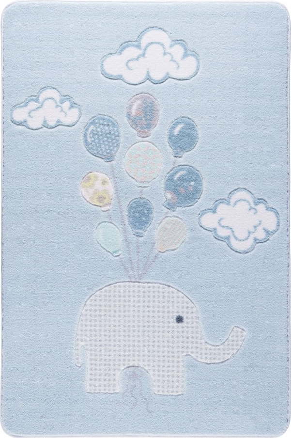 Dětský světle modrý koberec Confetti Sweet Elephant