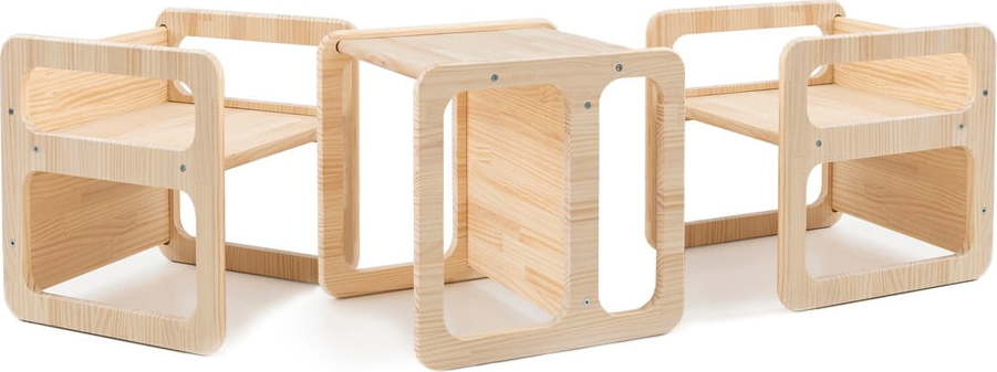 Dřevěné dětské židle v sadě 3 ks Natural - Little Nice Things