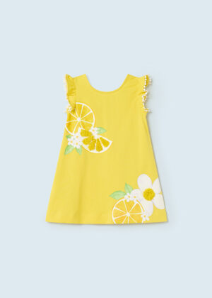 Šaty s krátkým rukávem bavlněné CITRÓNKY žluté BABY Mayoral velikost: 68 (6 měsíců)