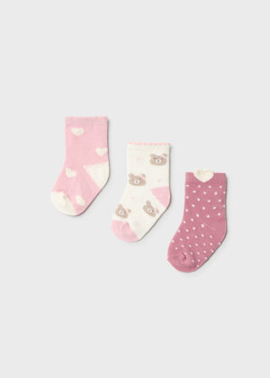 3 pack ponožek MEDVÍDCI světle růžové BABY Mayoral velikost: 68 (6 měsíců)